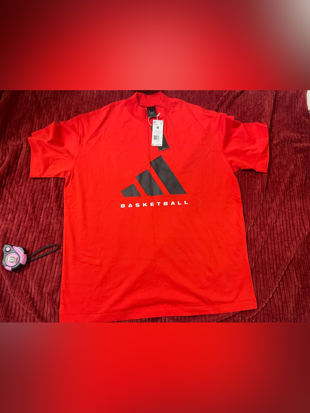 adidas Red Short Sleeve Basketball Logo Tee